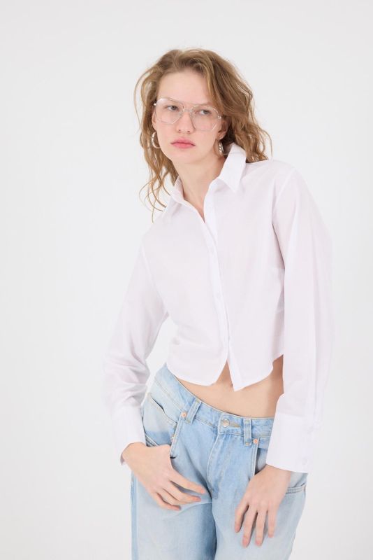 White Basic Crop Shirt G0301-Z11