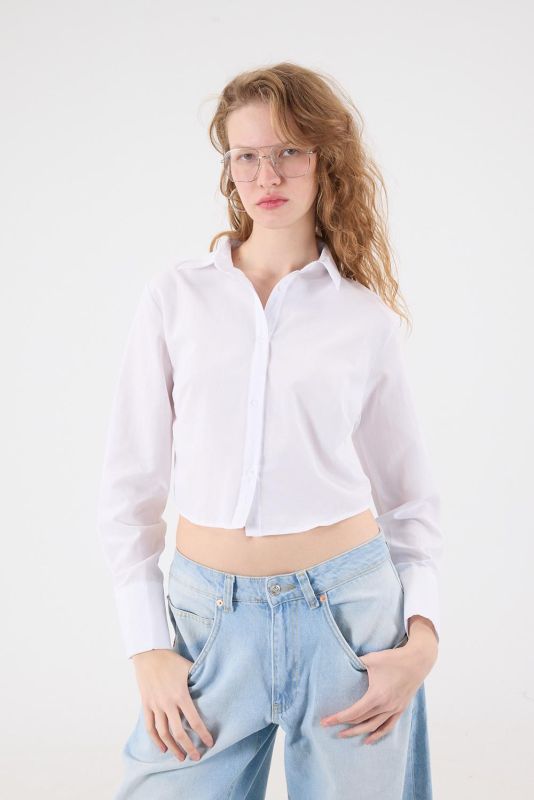 White Basic Crop Shirt G0301-Z11