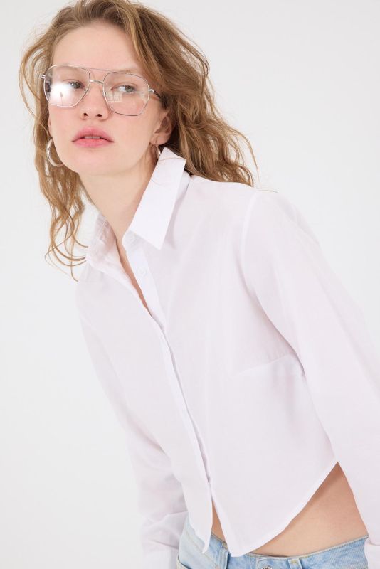 White Basic Crop Shirt G0301-Z11