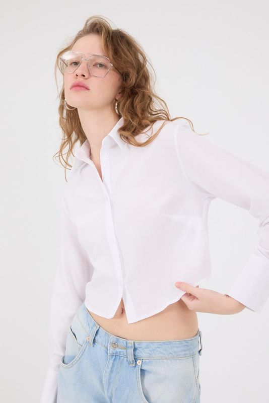 White Basic Crop Shirt G0301-Z11