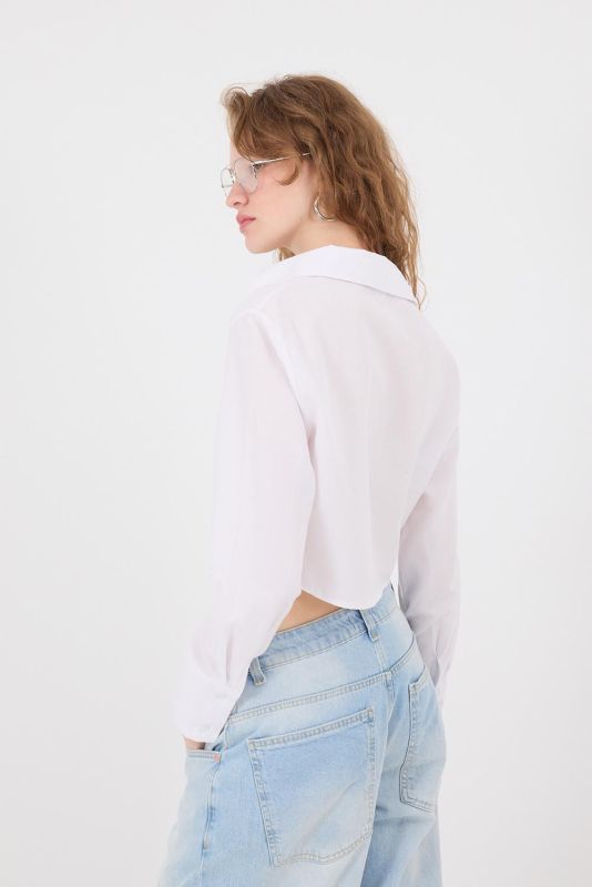 White Basic Crop Shirt G0301-Z11