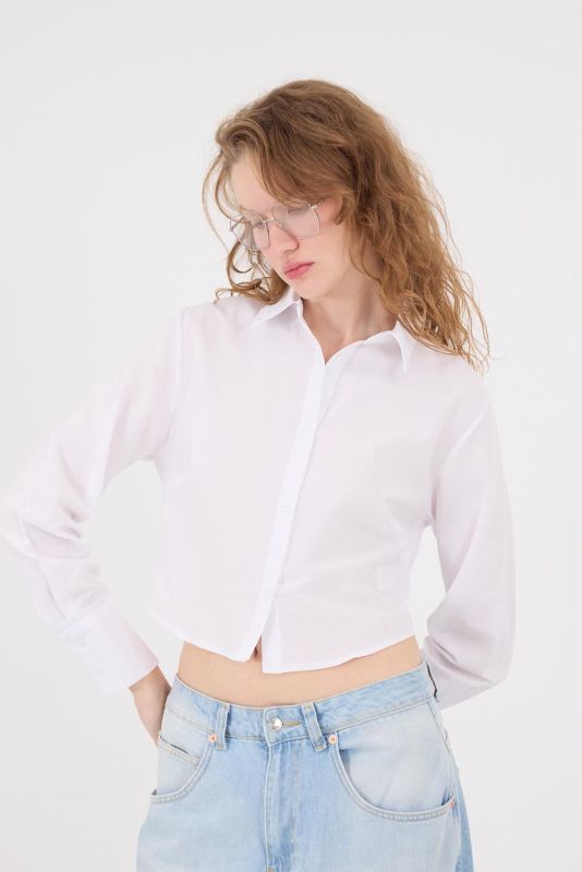 White Basic Crop Shirt G0301-Z11