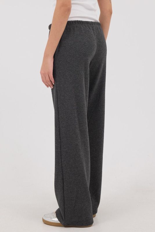 Gray Melange Trousers with Drawstring Waist Pockets PN11211-E4