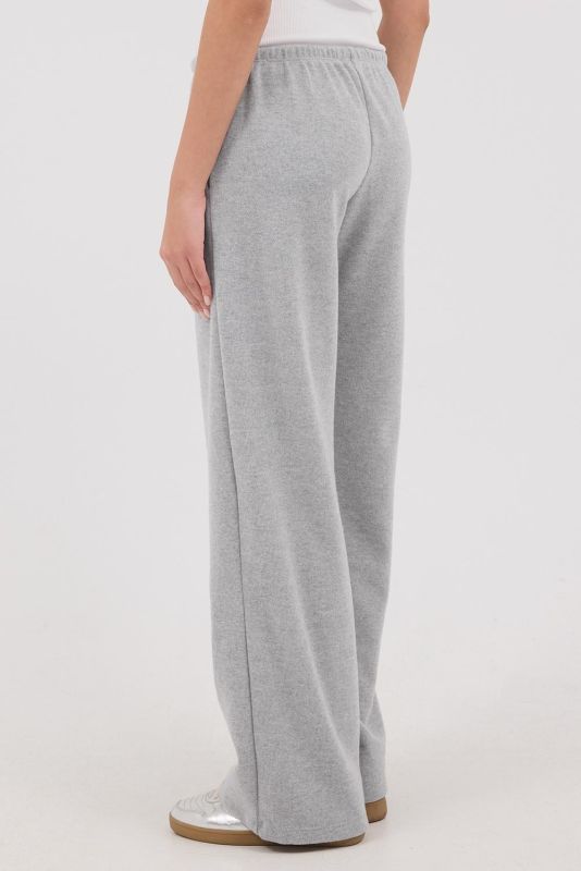 Gray Melange Trousers with Drawstring Waist Pockets PN11211-E4