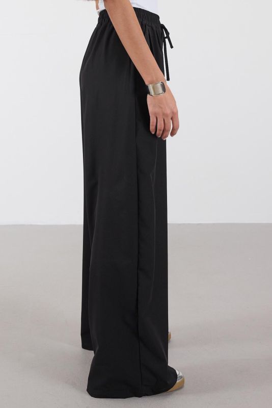 Black Wide Leg Pants PN16702-W8 with Drawstring Waist Pockets