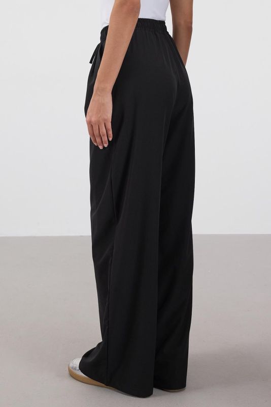 Black Wide Leg Pants PN16702-W8 with Drawstring Waist Pockets