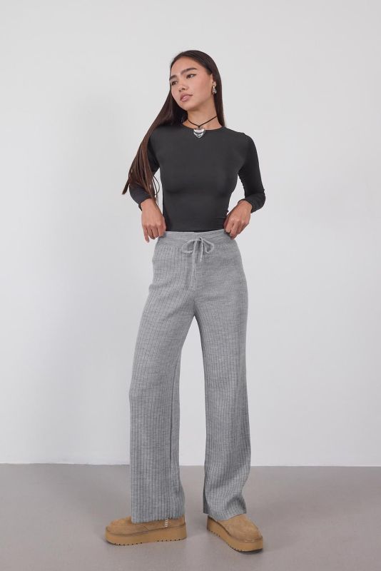 Knitwear Trousers PN188-C3 with Elasticized Stone Waist Front Tie PN188-C3