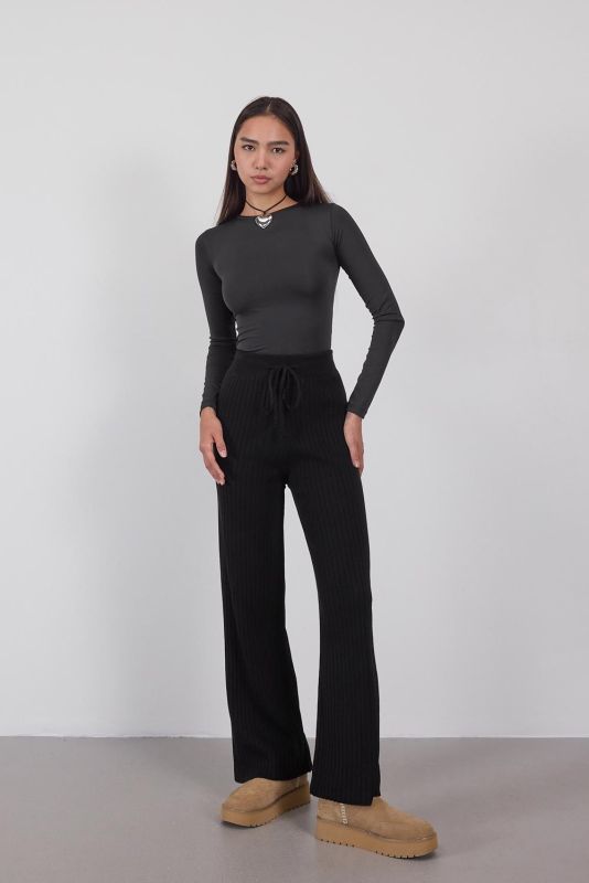 Knitwear Trousers PN188-C3 with Elasticized Stone Waist Front Tie PN188-C3