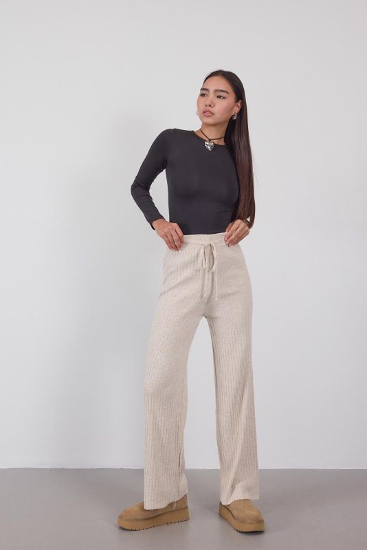 Knitwear Trousers PN188-C3 with Elasticized Stone Waist Front Tie PN188-C3