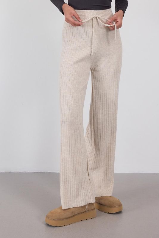 Knitwear Trousers PN188-C3 with Elasticized Stone Waist Front Tie PN188-C3