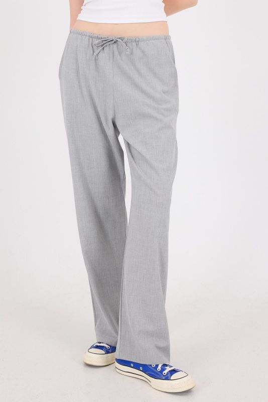 Gray Elastic Waist Wide Leg Pants PN13832-K4