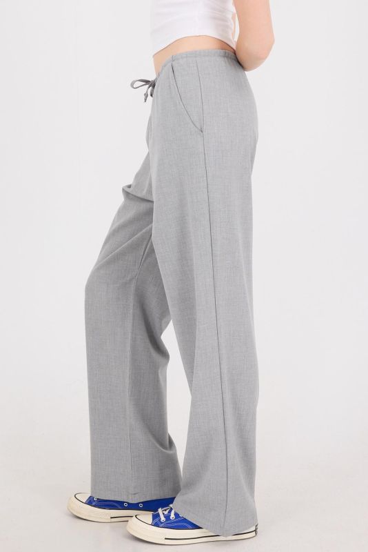 Gray Elastic Waist Wide Leg Pants PN13832-K4