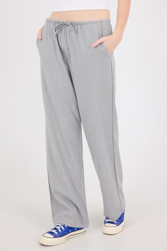 Gray Elastic Waist Wide Leg Pants PN13832-K4