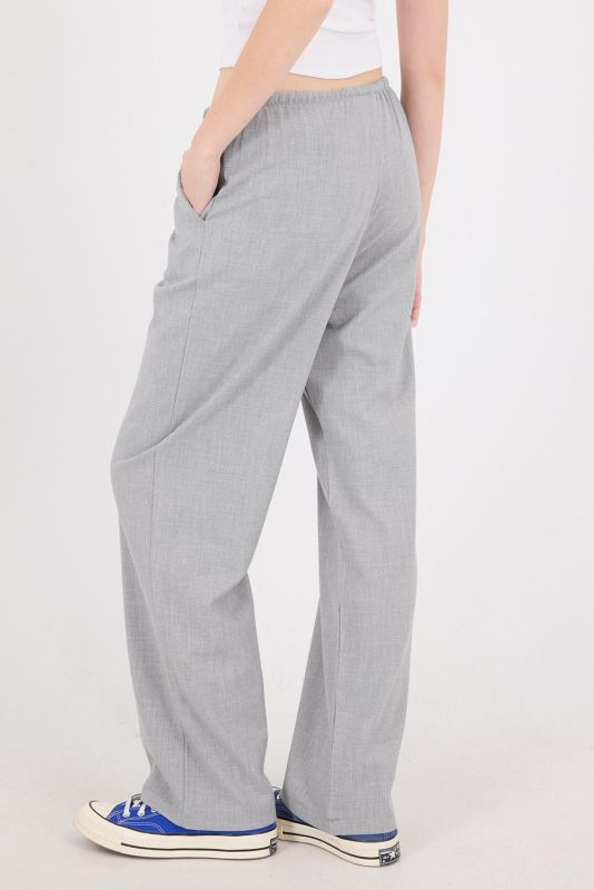 Gray Elastic Waist Wide Leg Pants PN13832-K4