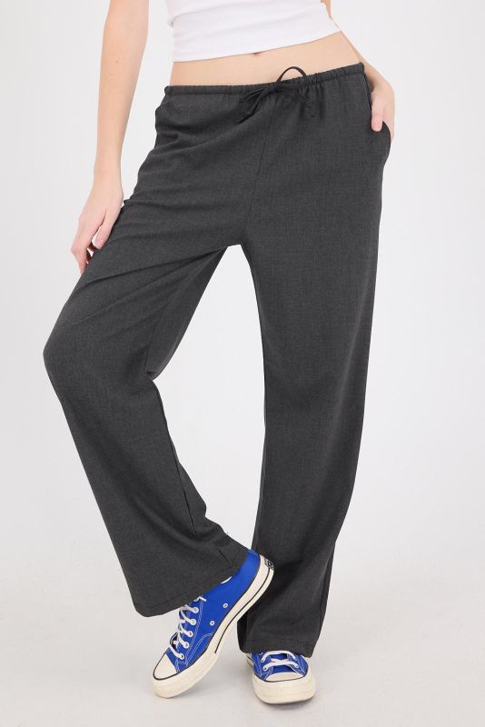 Gray Elastic Waist Wide Leg Pants PN13832-K4