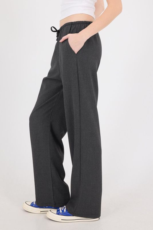 Gray Elastic Waist Wide Leg Pants PN13832-K4