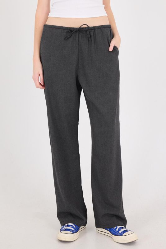 Gray Elastic Waist Wide Leg Pants PN13832-K4