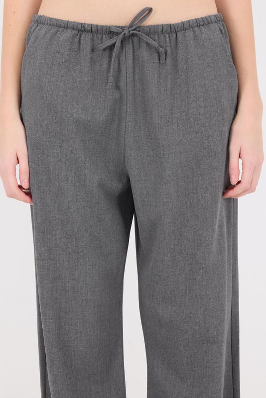 Gray Elastic Waist Wide Leg Pants PN13832-K4