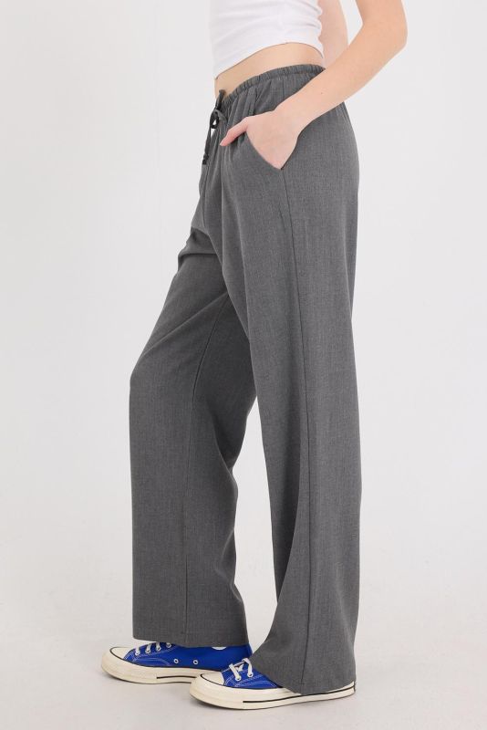 Gray Elastic Waist Wide Leg Pants PN13832-K4