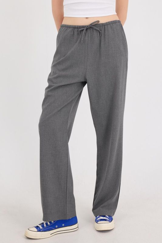 Gray Elastic Waist Wide Leg Pants PN13832-K4