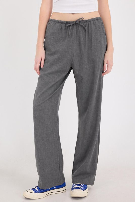 Gray Elastic Waist Wide Leg Pants PN13832-K4