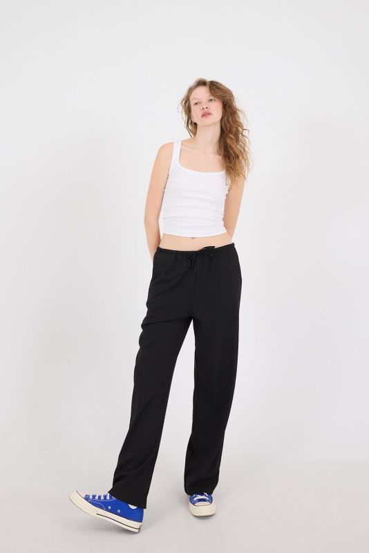 Gray Elastic Waist Wide Leg Pants PN13832-K4