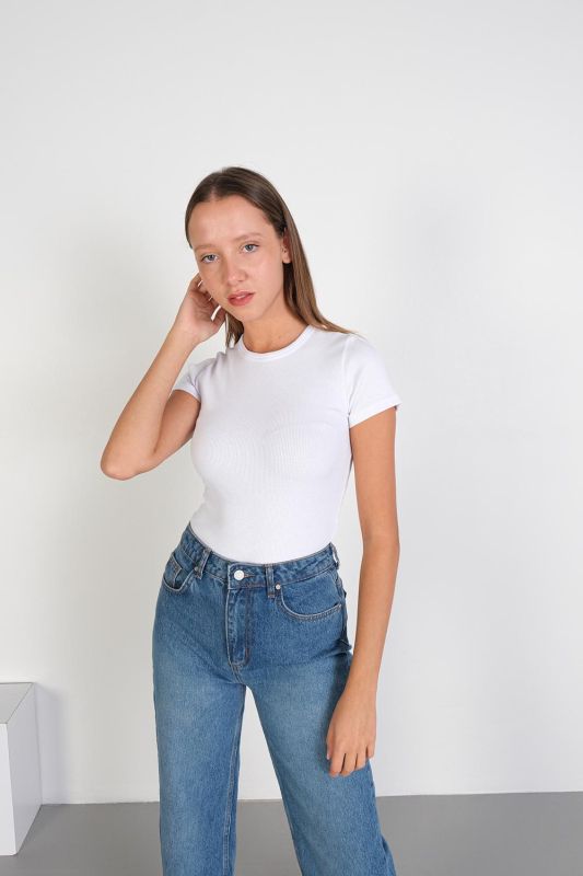 White Crew Neck Basic T-shirt P13343-U6