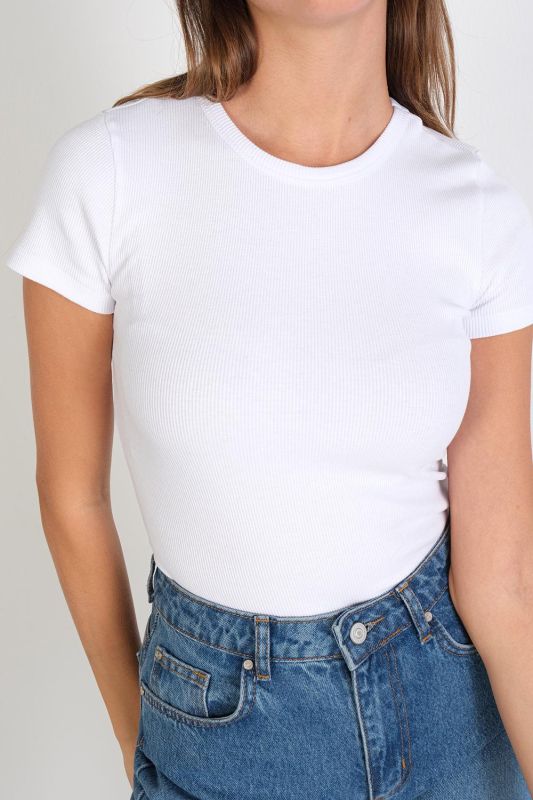 White Crew Neck Basic T-shirt P13343-U6