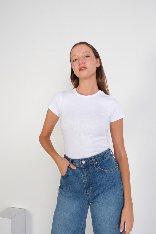 White Crew Neck Basic T-shirt P13343-U6