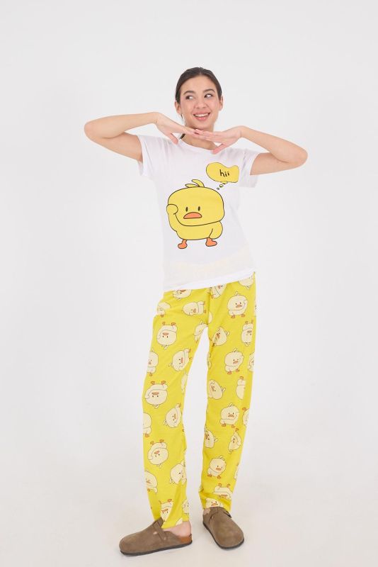 Yellow Chick Printed Pajama Set PJM09-DK9