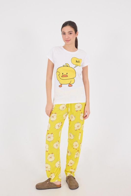 Yellow Chick Printed Pajama Set PJM09-DK9