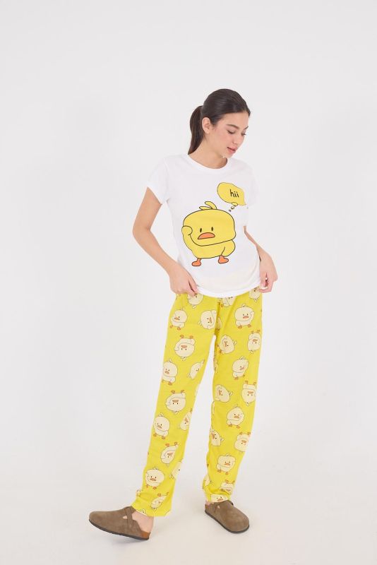 Yellow Chick Printed Pajama Set PJM09-DK9