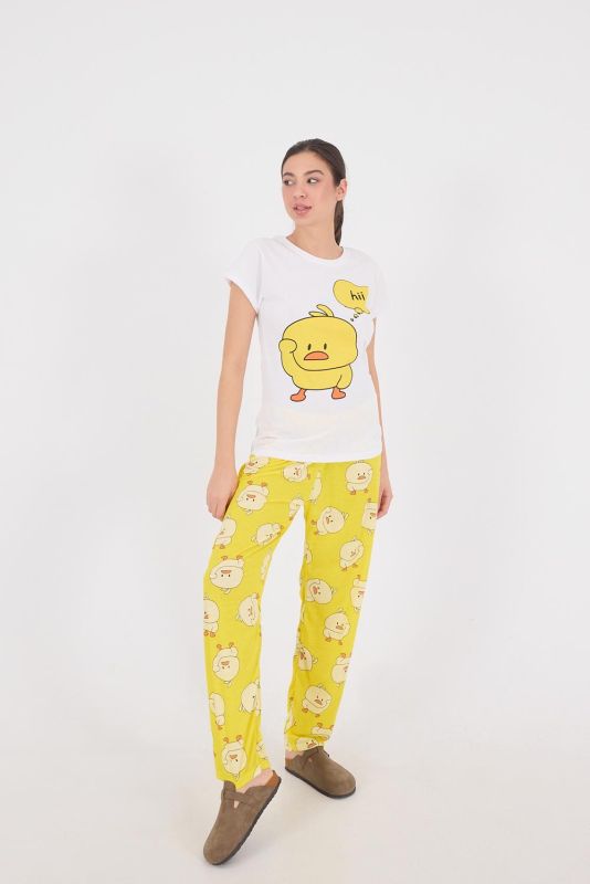 Yellow Chick Printed Pajama Set PJM09-DK9