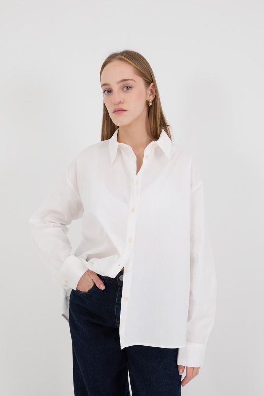 White Buttoned Oversize Shirt G1236-Y1