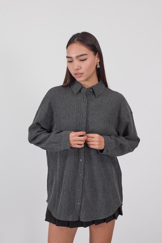 Black Buttoned Oversize Shirt G16697-Y12