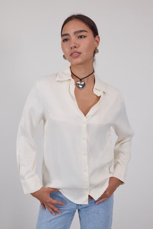 Black Buttoned Satin Shirt G16691-Y6