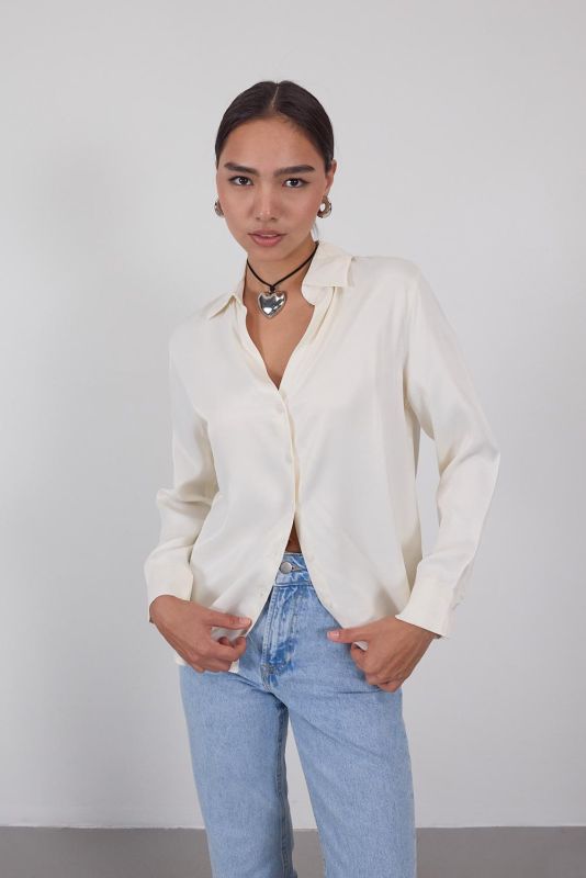 Black Buttoned Satin Shirt G16691-Y6