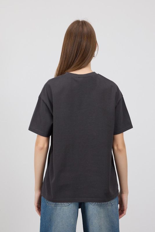 Anthracite Crew-Neck Printed Short Sleeve T-shirt P10333-R4