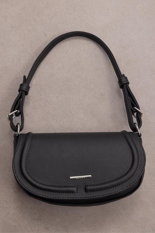 Black Clamshell Hand and Shoulder Bag _2139-G6