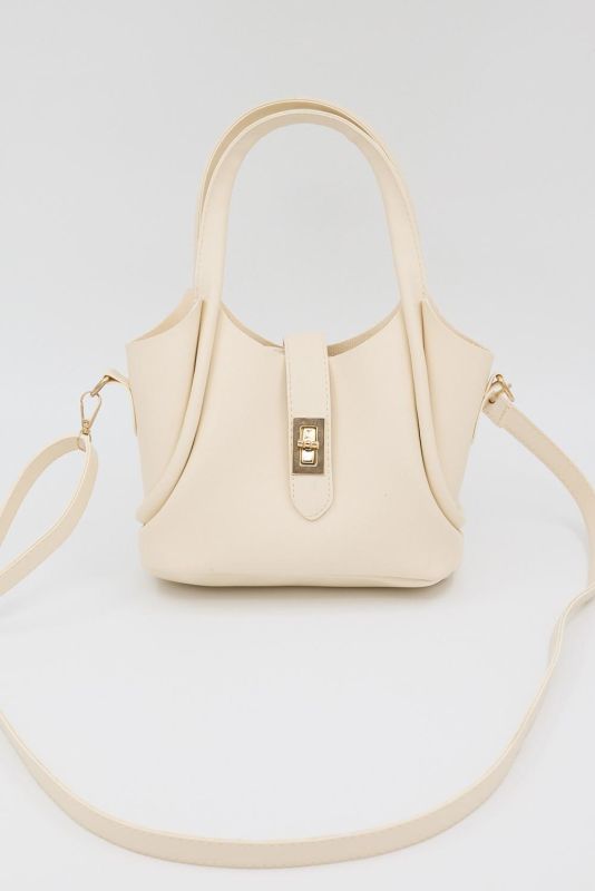 Beige Lock Detailed Puppy Mini Hand And Shoulder Bag _1038-G9