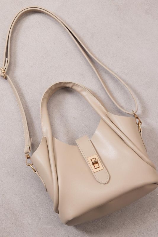 Beige Lock Detailed Puppy Mini Hand And Shoulder Bag _1038-G9