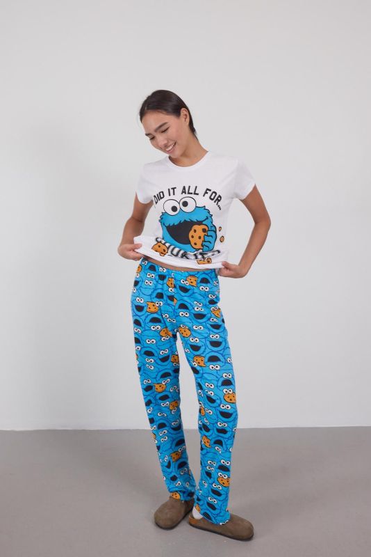 blue Cookie Monster Printed Pajama Set PJM106-L9