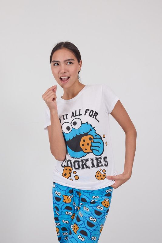 blue Cookie Monster Printed Pajama Set PJM106-L9