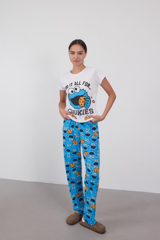 blue Cookie Monster Printed Pajama Set PJM106-L9