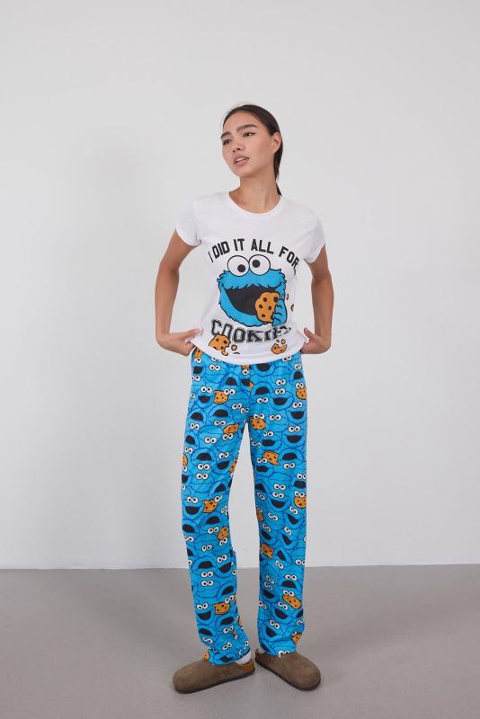 blue Cookie Monster Printed Pajama Set PJM106-L9