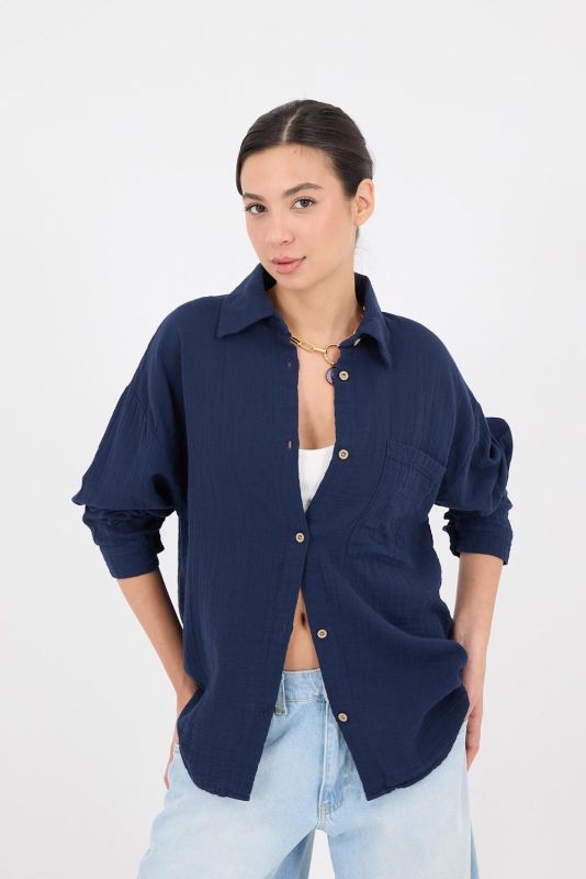 Ecru One Pocket Buttoned Shirt G0347-Y2