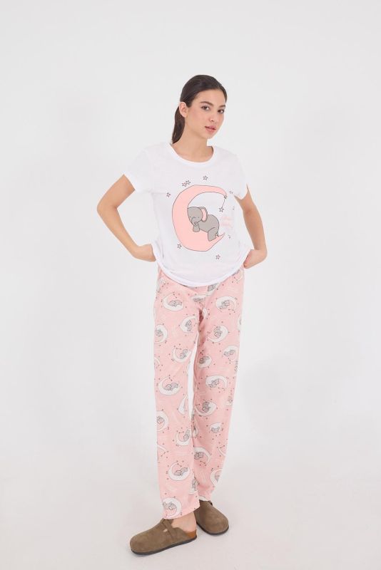 Powder Sleeping Elephant Printed Pajama Set PJM12-X7