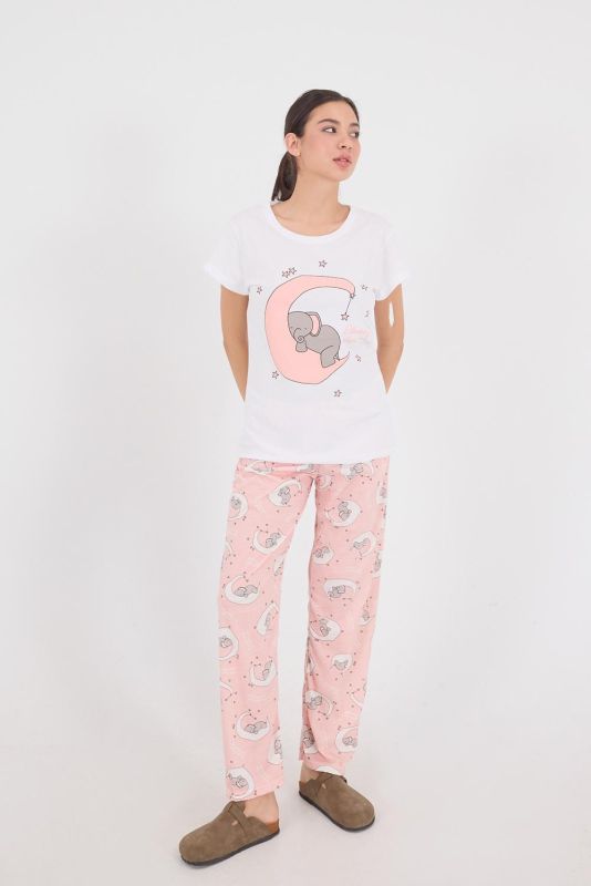 Powder Sleeping Elephant Printed Pajama Set PJM12-X7