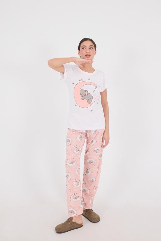 Powder Sleeping Elephant Printed Pajama Set PJM12-X7