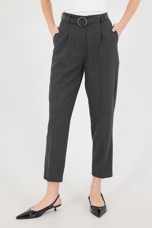 Dark Gray High Waist Belted Carrot Pants PN13812-K9